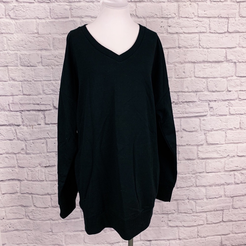 NWT Solid Black V-Neck Sweatshirt